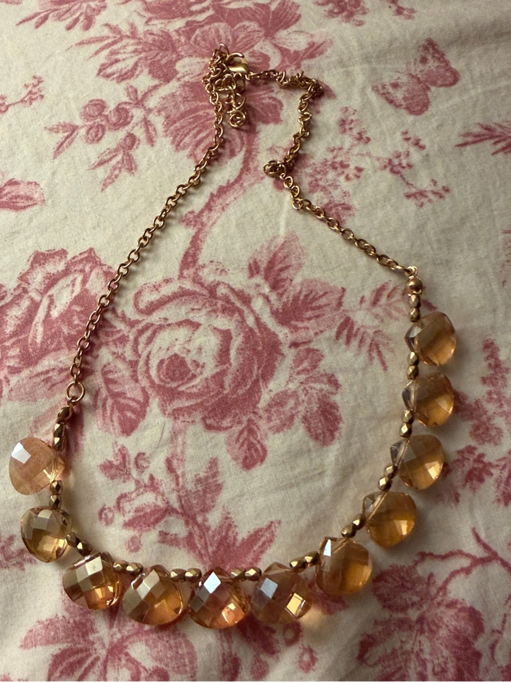Gold-Tone Amber Crystal Necklace - Women Jewelry